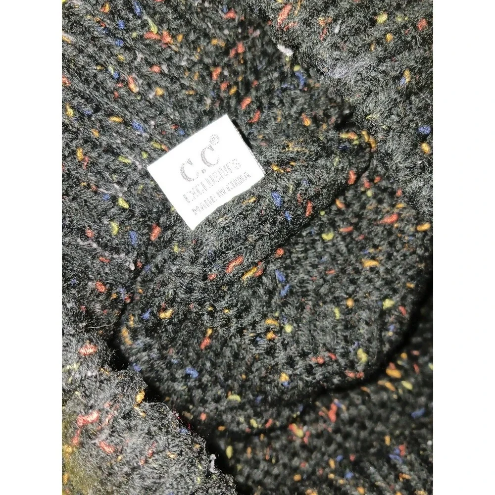 C.C. Exclusive Black Speckled Cable Knit Women's‎ Beanie